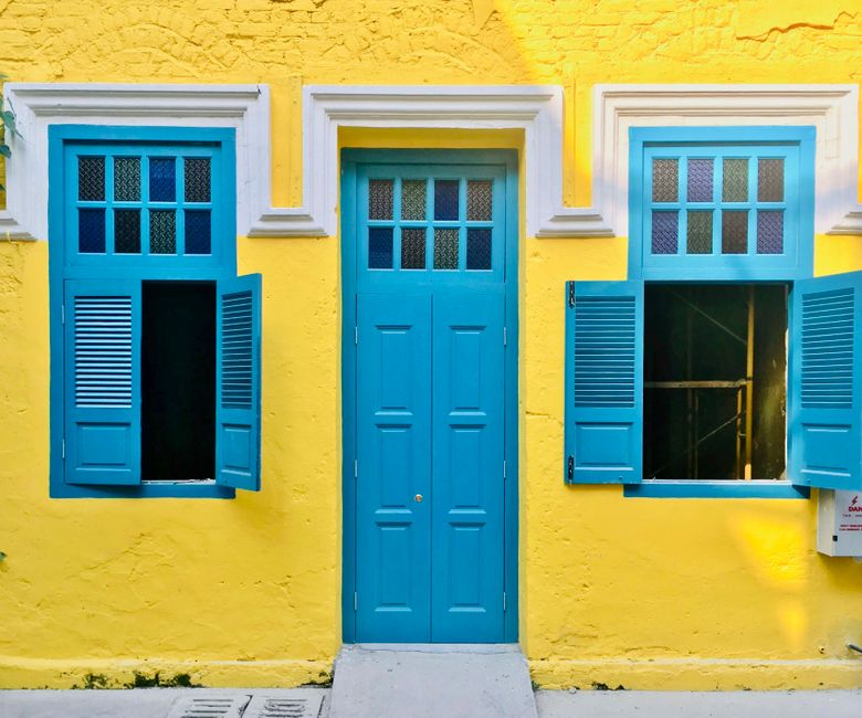 Painted house wall in daylight