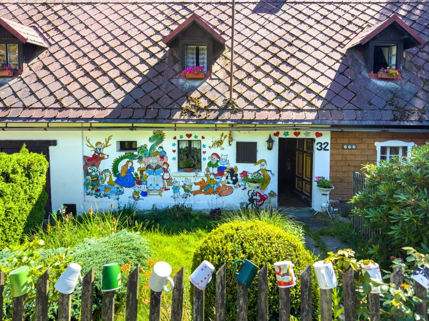 Painted exterior wall with a window