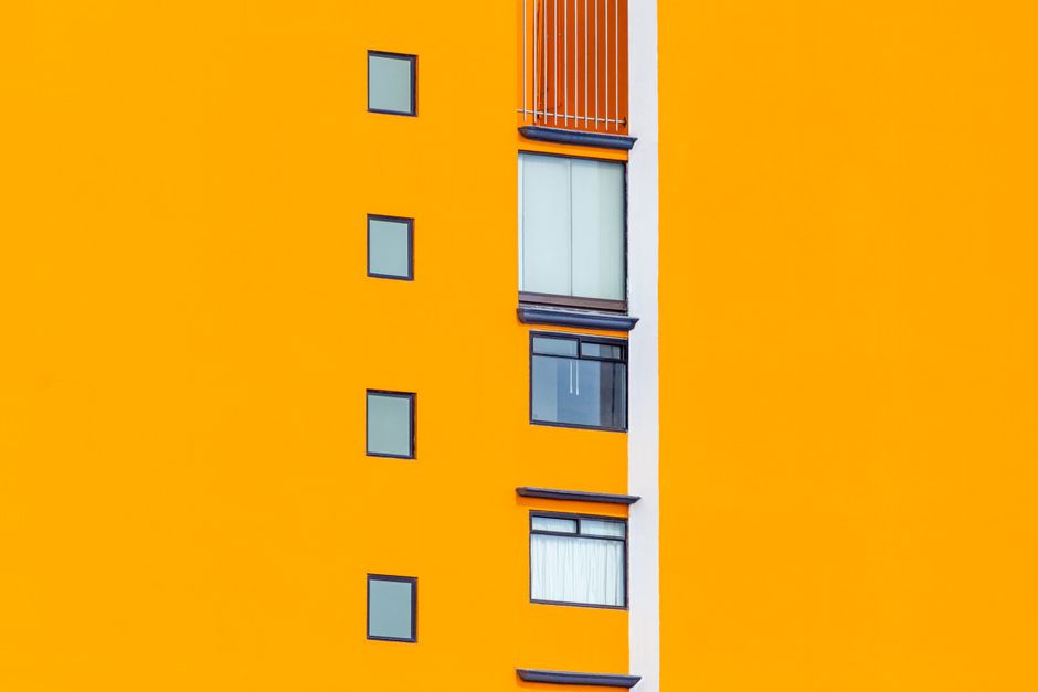 Painted exterior wall with a window