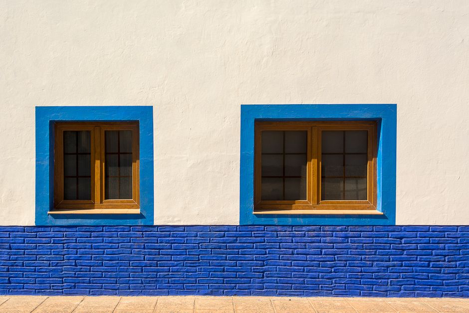 Painted house wall in daylight